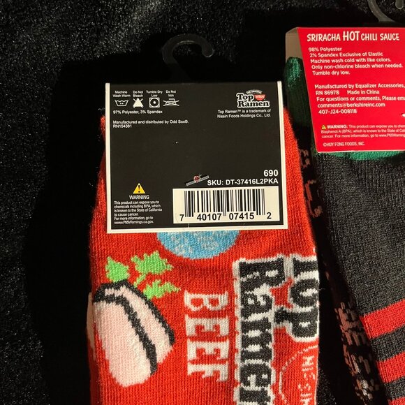 Sriracha + Top Ramen Socks (2 packs) - Picture 2 of 3
